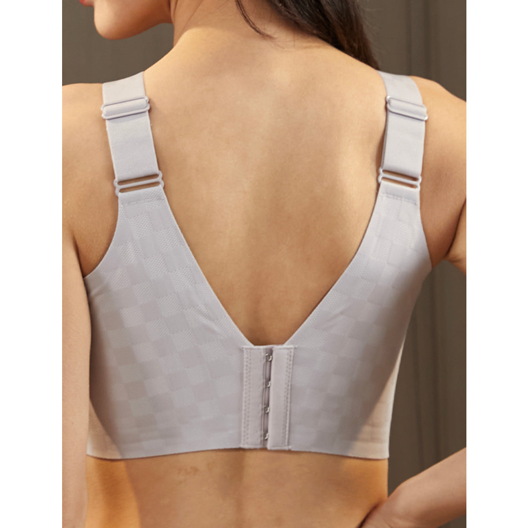 Gracie Unlined Natural Lift Wireless Bra with Elegant Crisscross Keyhole Neckline Up to 48J