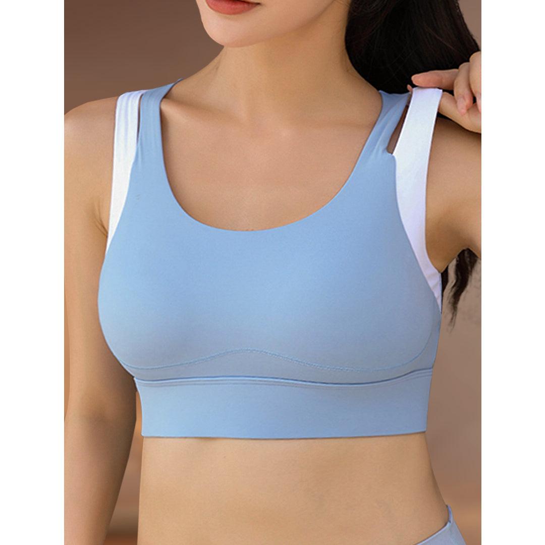 Doreen Dual-Color Racerback High-Impact Sports Bra Up to 42G - forlest