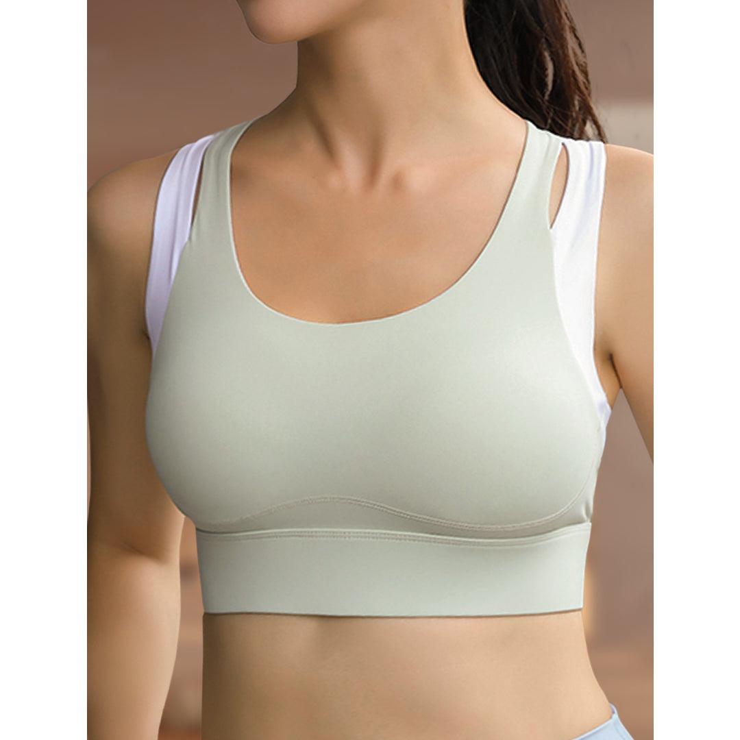 Doreen Dual-Color Racerback High-Impact Sports Bra Up to 42G - forlest